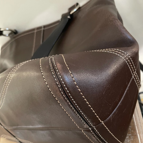 Brown leather large shoulder bag - Picture 7 of 13